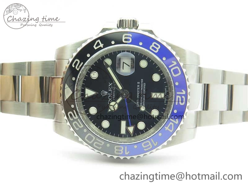 GMT-Master II 116710 BLNR Black Blue Ceramic 904L Steel 1:1 Noob Best Edition A3186 V10 (Correct Hand Stack)