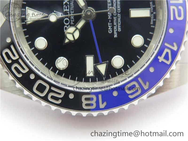 GMT-Master II 116710 BLNR Black Blue Ceramic 904L Steel 1:1 Noob Best Edition A3186 V10 (Correct Hand Stack)
