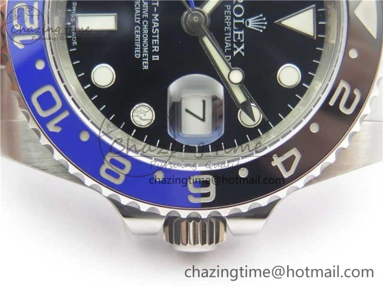 GMT-Master II 116710 BLNR Black Blue Ceramic 904L Steel 1:1 Noob Best Edition A3186 V10 (Correct Hand Stack)