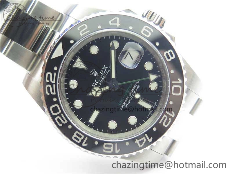GMT-Master II 116710 LN Black Ceramic 904L Steel 1:1 Noob Best Edition A3186 V10 (Correct Hand Stack)