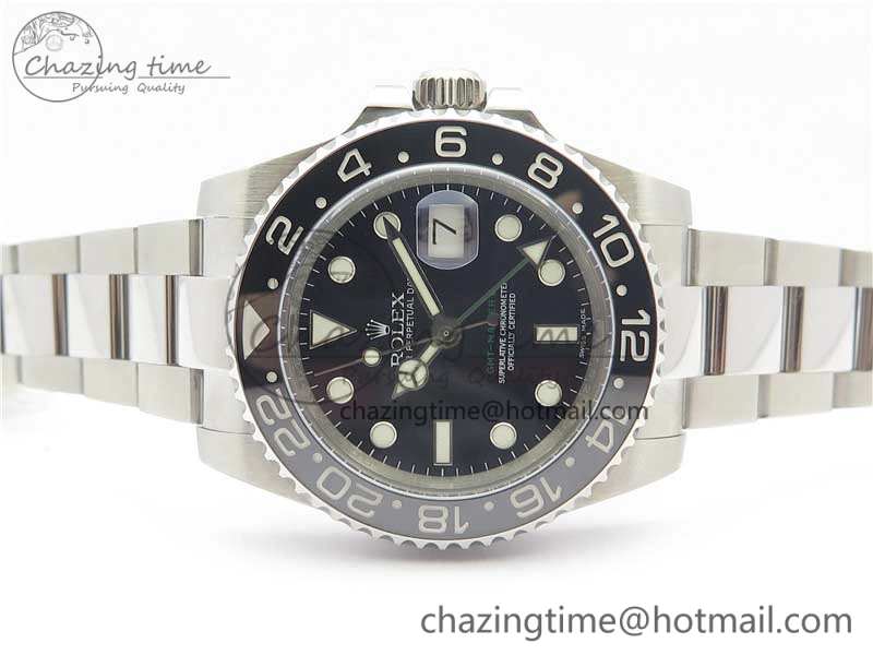 GMT-Master II 116710 LN Black Ceramic 904L Steel 1:1 Noob Best Edition A3186 V10 (Correct Hand Stack)