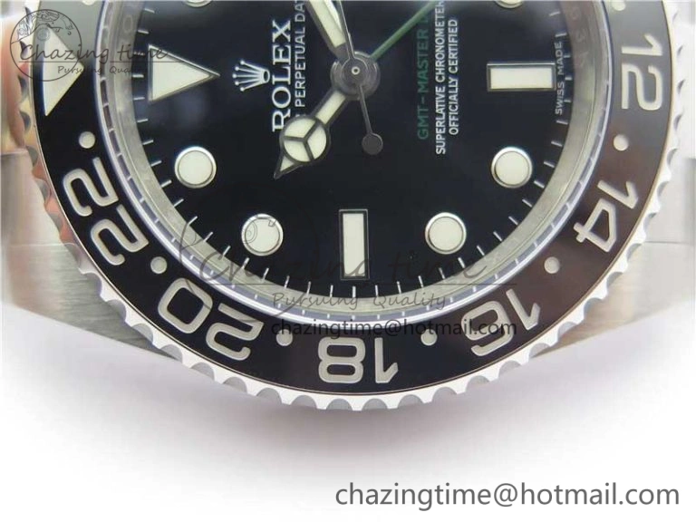 GMT-Master II 116710 LN Black Ceramic 904L Steel 1:1 Noob Best Edition A3186 V10 (Correct Hand Stack)