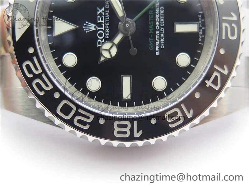 GMT-Master II 116710 LN Black Ceramic 904L Steel 1:1 Noob Best Edition A3186 V10 (Correct Hand Stack)