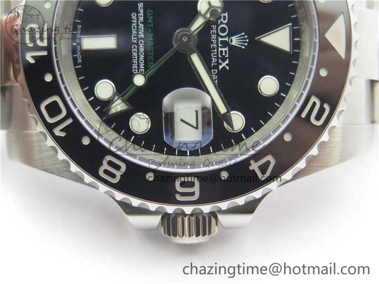 GMT-Master II 116710 LN Black Ceramic 904L Steel 1:1 Noob Best Edition A3186 V10 (Correct Hand Stack)