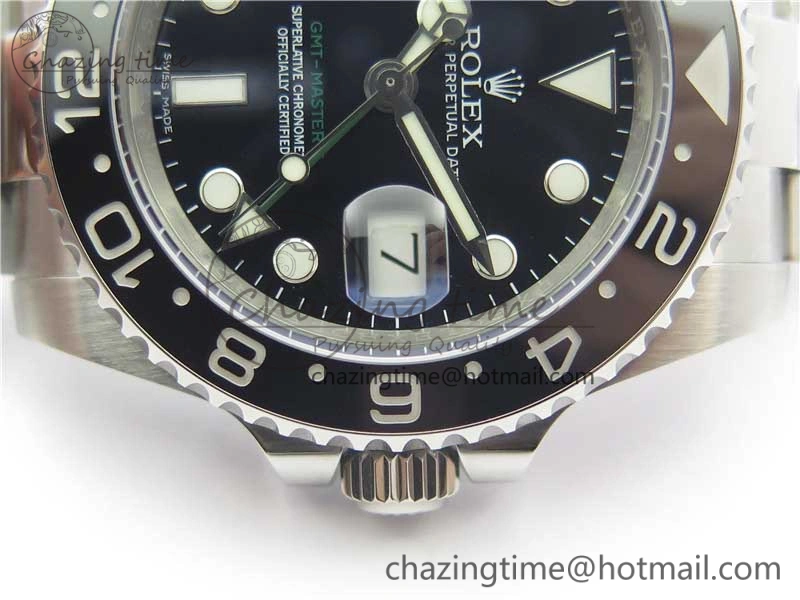 GMT-Master II 116710 LN Black Ceramic 904L Steel 1:1 Noob Best Edition A3186 V10 (Correct Hand Stack)