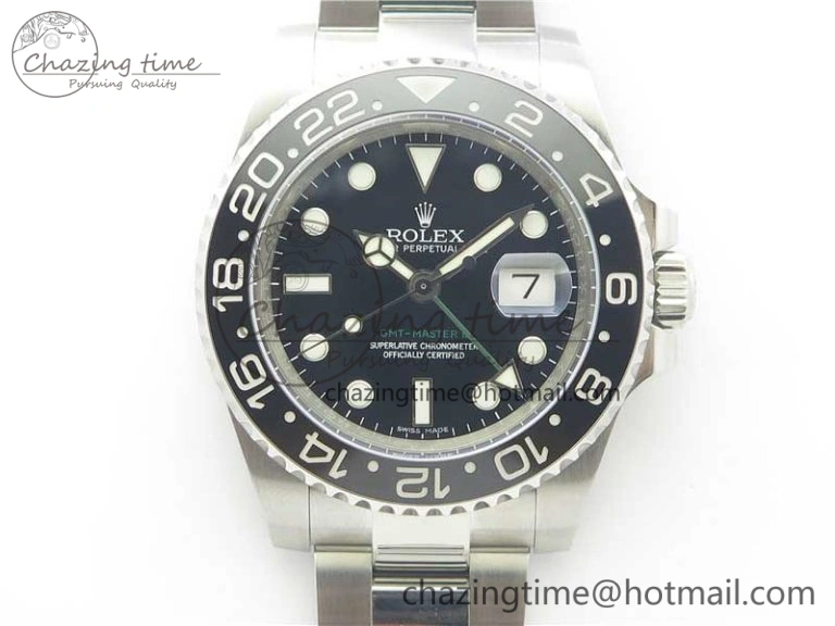 GMT-Master II 116710 LN Black Ceramic 904L Steel 1:1 Noob Best Edition A3186 V10 (Correct Hand Stack)