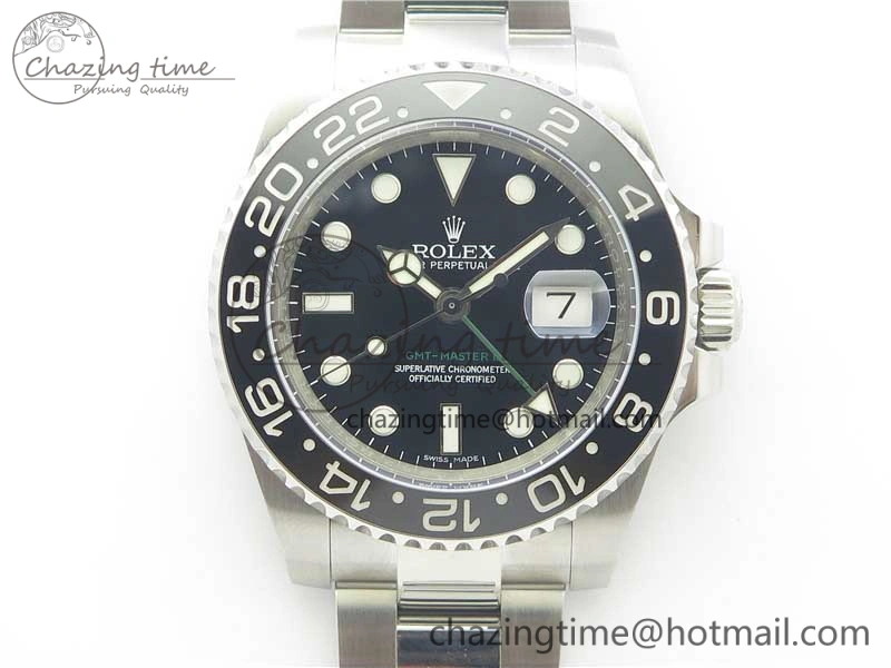 GMT-Master II 116710 LN Black Ceramic 904L Steel 1:1 Noob Best Edition A3186 V10 (Correct Hand Stack)