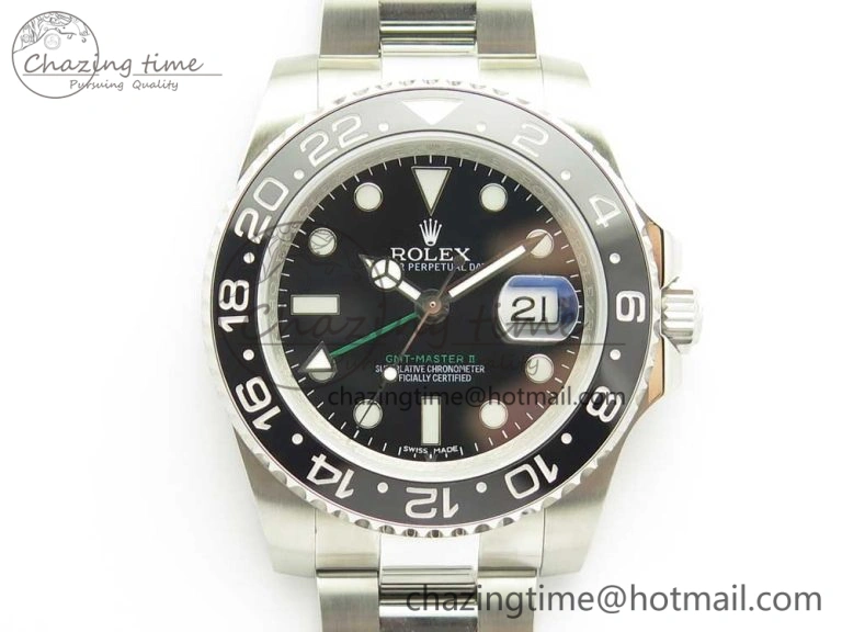 GMT-Master II 116710 LN Black Ceramic 904L Steel DJF Best Edition on SS Bracelet A2836