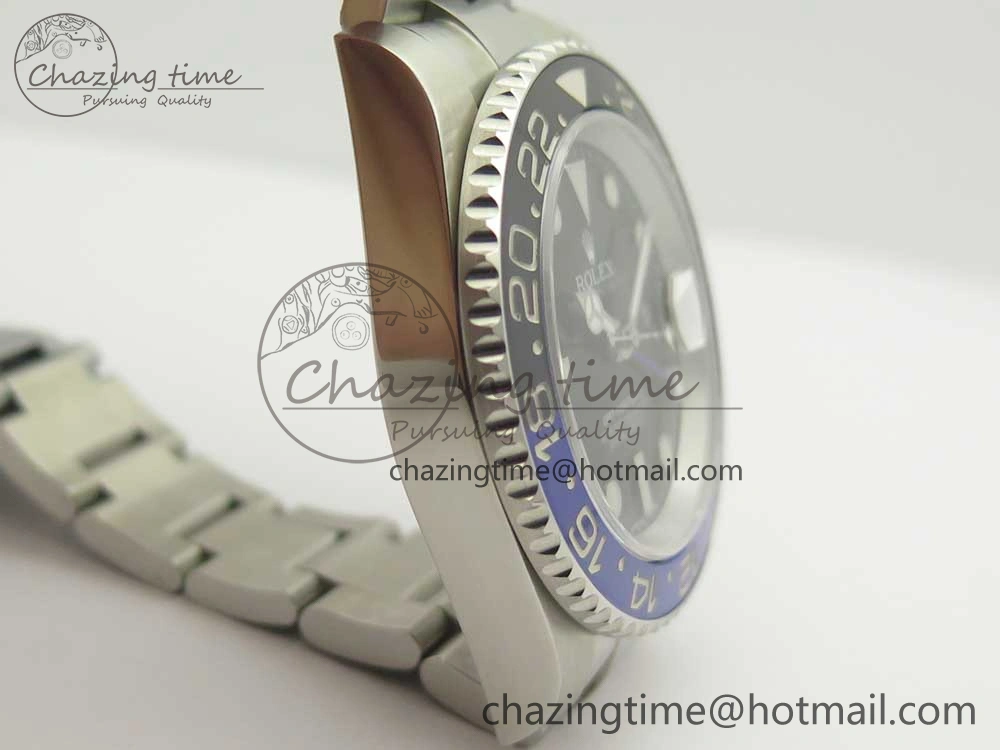 GMT Master II 116710 Real Black Blue Ceramic Bezel 904L SS DJF Best Edition Blue Dial on 904L Oyster Bracelet A2836