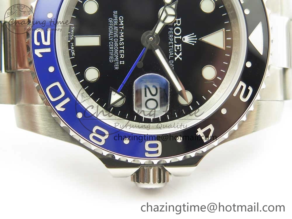 GMT Master II 116710 Real Black Blue Ceramic Bezel 904L SS DJF Best Edition Blue Dial on 904L Oyster Bracelet A2836