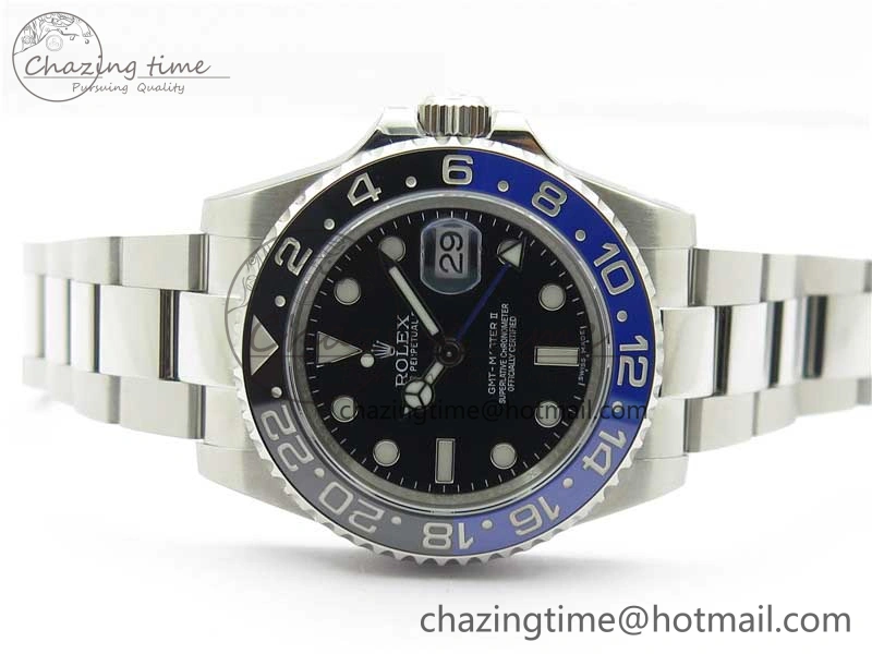 GMT Master II 116710BLNR Batman Ceramic 316L Steel ROF Best Edition Black Dial on SS Bracelet A3186