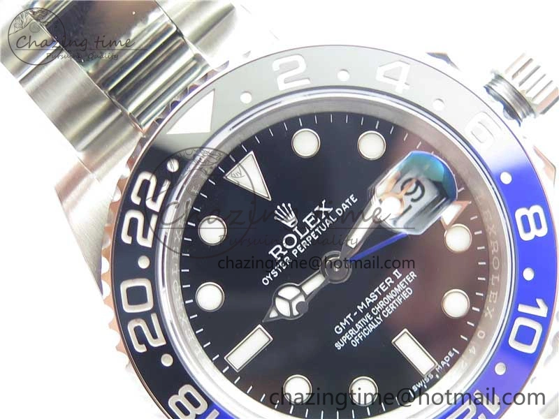 GMT Master II 116710BLNR Batman Ceramic 316L Steel ROF Best Edition Black Dial on SS Bracelet A3186