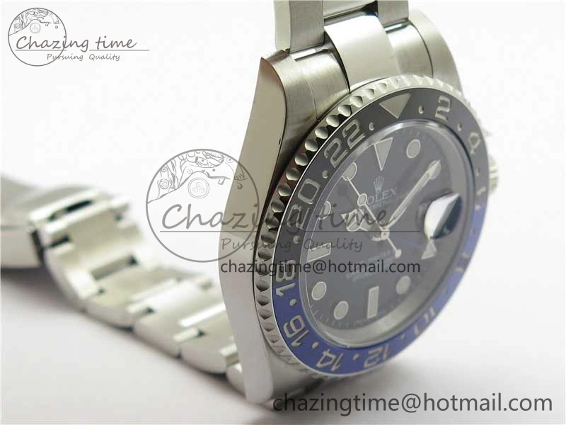 GMT Master II 116710BLNR Batman Ceramic 316L Steel ROF Best Edition Black Dial on SS Bracelet A3186