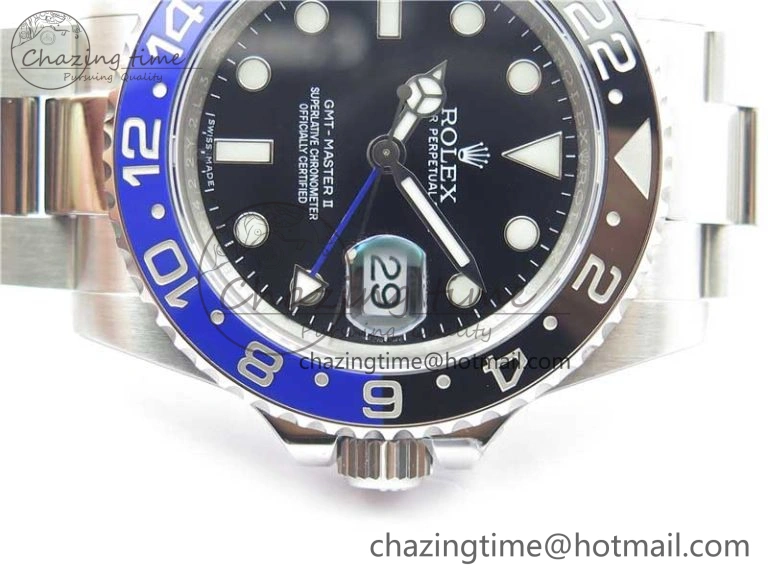 GMT Master II 116710BLNR Batman Ceramic 316L Steel ROF Best Edition Black Dial on SS Bracelet A3186