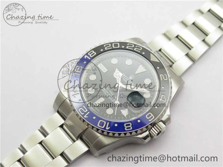 GMT Master II 116710BLNR Batman Ceramic 316L Steel ROF Best Edition Black Dial on SS Bracelet A3186
