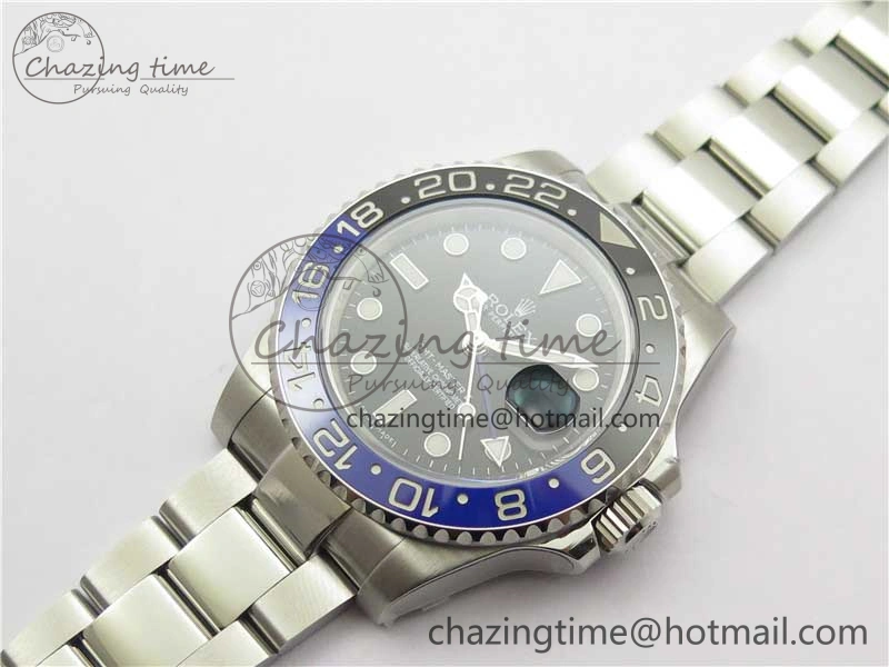 GMT Master II 116710BLNR Batman Ceramic 316L Steel ROF Best Edition Black Dial on SS Bracelet A3186