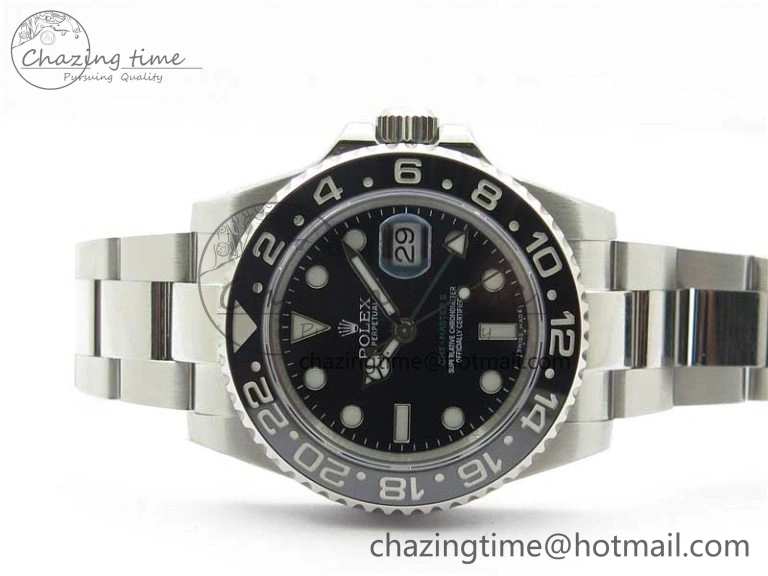 GMT Master II 116710LN Black Ceramic 316L Steel ROF Best Edition Black Dial on SS Bracelet A3186