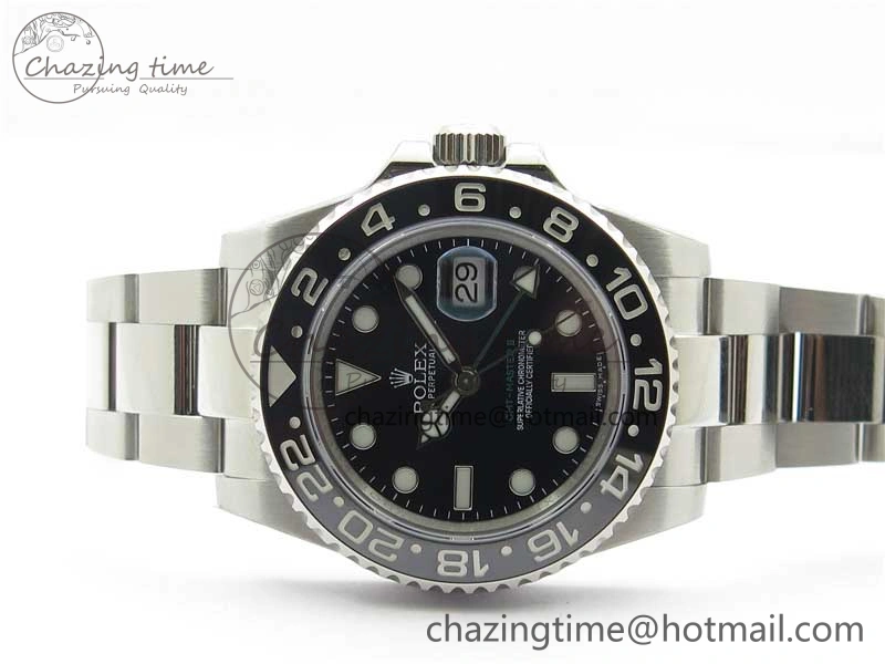 GMT Master II 116710LN Black Ceramic 316L Steel ROF Best Edition Black Dial on SS Bracelet A3186
