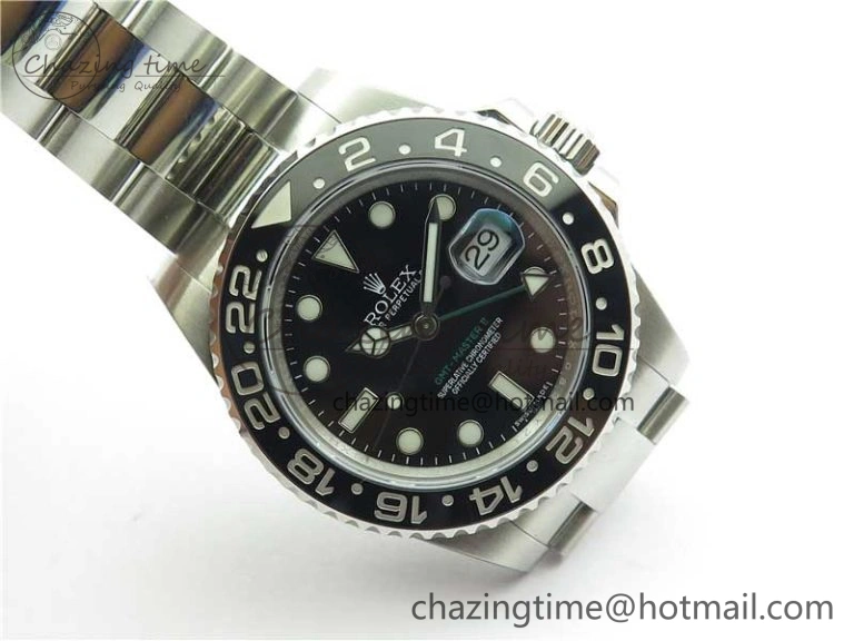 GMT Master II 116710LN Black Ceramic 316L Steel ROF Best Edition Black Dial on SS Bracelet A3186