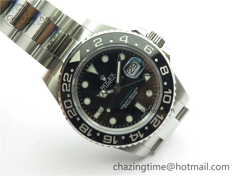GMT Master II 116710LN Black Ceramic 316L Steel ROF Best Edition Black Dial on SS Bracelet A3186