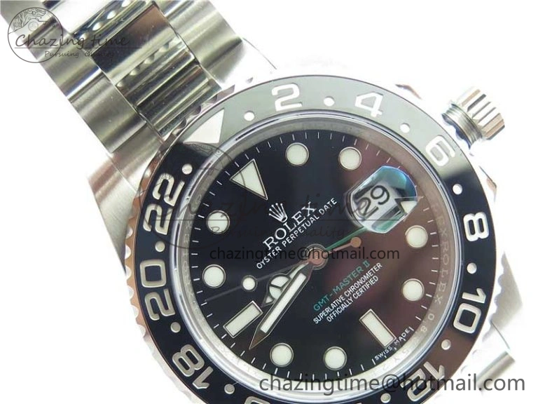 GMT Master II 116710LN Black Ceramic 316L Steel ROF Best Edition Black Dial on SS Bracelet A3186
