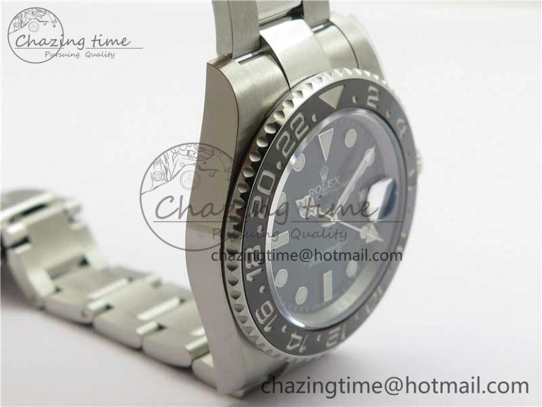 GMT Master II 116710LN Black Ceramic 316L Steel ROF Best Edition Black Dial on SS Bracelet A3186