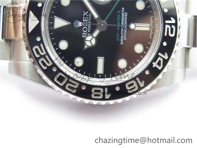 GMT Master II 116710LN Black Ceramic 316L Steel ROF Best Edition Black Dial on SS Bracelet A3186