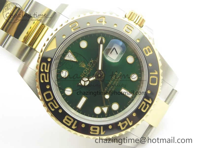 GMT Master II 116713 GMF 904L Steel Edition Green Dial on SS YG Bracelet A2836