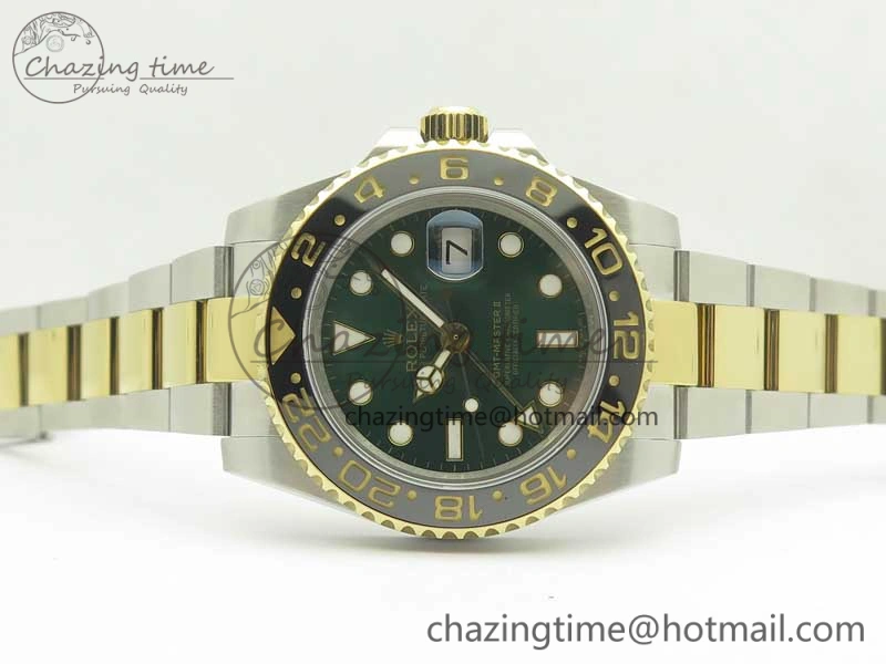 GMT Master II 116713 GMF 904L Steel Edition Green Dial on SS YG Bracelet A2836