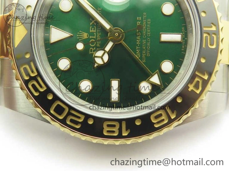 GMT Master II 116713 GMF 904L Steel Edition Green Dial on SS YG Bracelet A2836