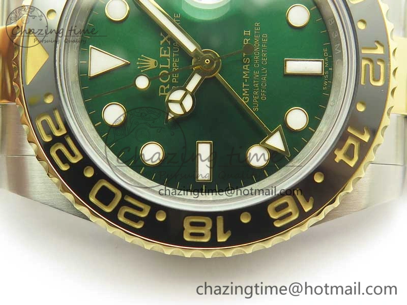 GMT Master II 116713 GMF 904L Steel Edition Green Dial on SS YG Bracelet A2836