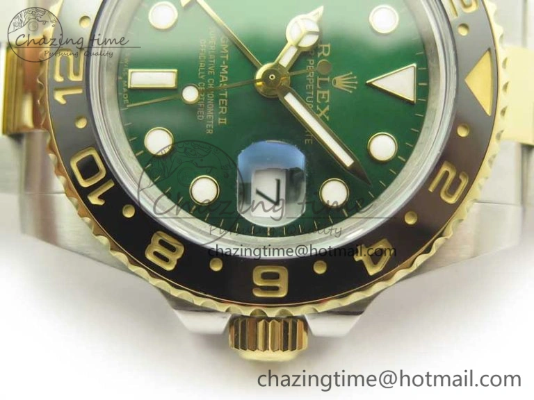 GMT Master II 116713 GMF 904L Steel Edition Green Dial on SS YG Bracelet A2836