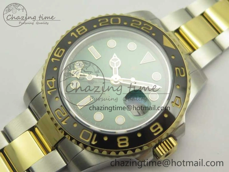 GMT Master II 116713 GMF 904L Steel Edition Green Dial on SS YG Bracelet A2836