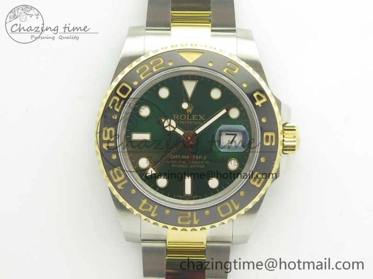 GMT Master II 116713 GMF 904L Steel Edition Green Dial on SS YG Bracelet A2836