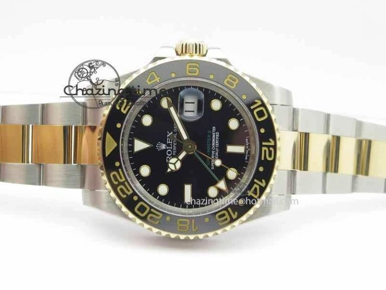 GMT-Master II 116713 LN Black Ceramic Thick YG Wrapped 1:1 Noob Best Edition A3187 (Correct Hand Stack)