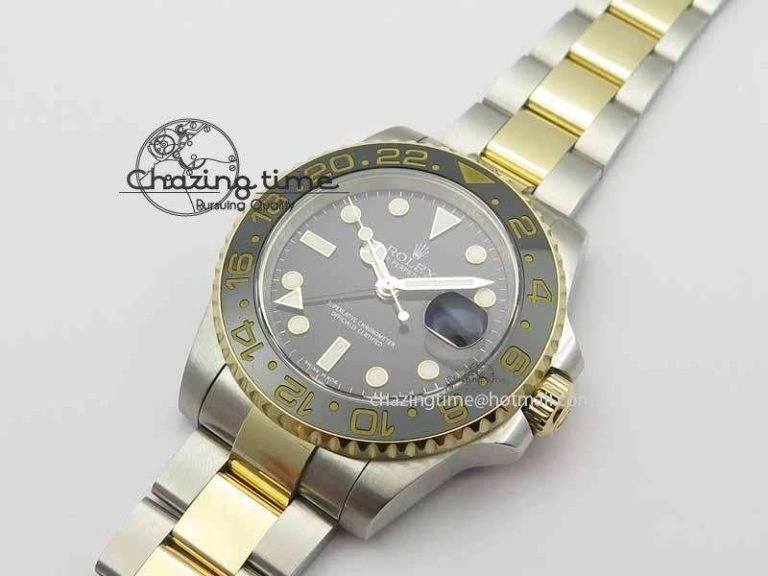 GMT-Master II 116713 LN Black Ceramic Thick YG Wrapped 1:1 Noob Best Edition A3187 (Correct Hand Stack)
