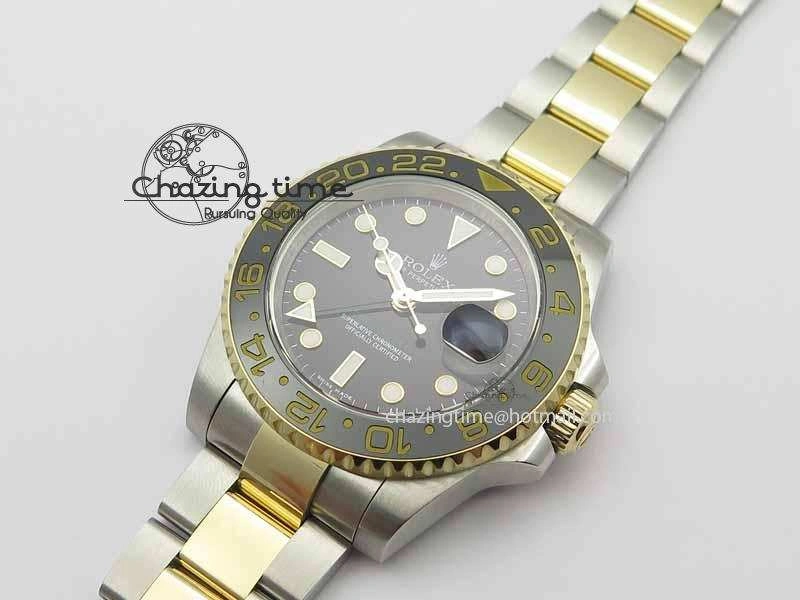 GMT-Master II 116713 LN Black Ceramic Thick YG Wrapped 1:1 Noob Best Edition A3187 (Correct Hand Stack)