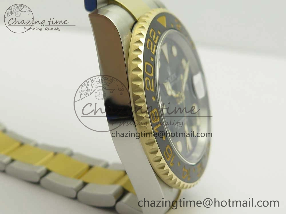 GMT-Master II 116713 LN Black Ceramic Thick YG Wrapped 904L Steel 1:1 Noob Best Edition A3187 (Correct Hand Stack)