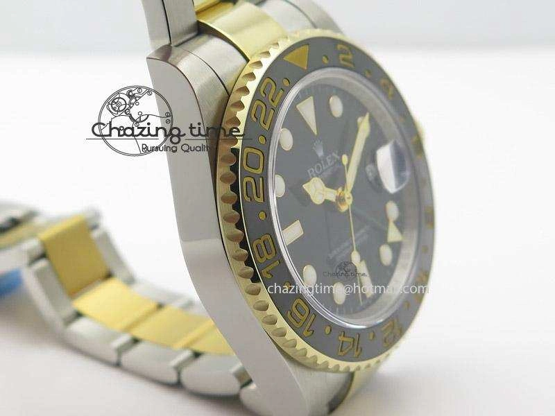 GMT-Master II 116713 LN Noob 1:1 Best Edition YG Wrapped Bezel Black Dial On SS YG Bracelet A2836