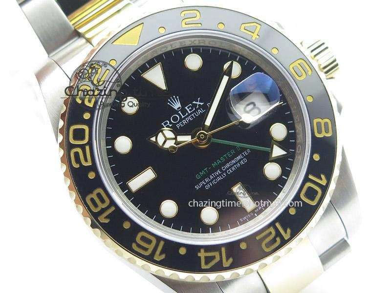 GMT-Master II 116713 LN Noob 1:1 Best Edition YG Wrapped Bezel Black Dial On SS YG Bracelet A2836