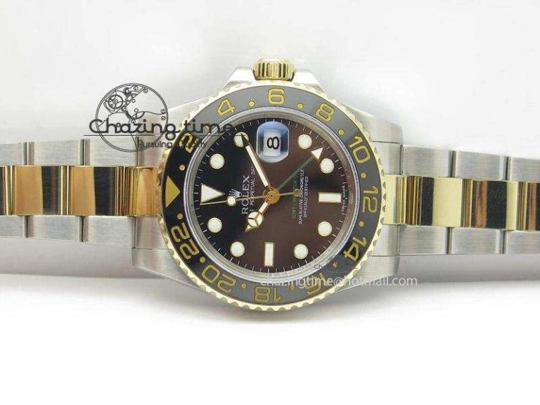 GMT-Master II 116713 LN Noob 1:1 Best Edition YG Wrapped Bezel Black Dial On SS YG Bracelet A2836