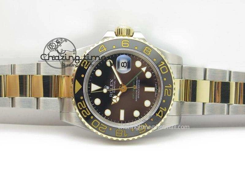 GMT-Master II 116713 LN Noob 1:1 Best Edition YG Wrapped Bezel Black Dial On SS YG Bracelet A2836