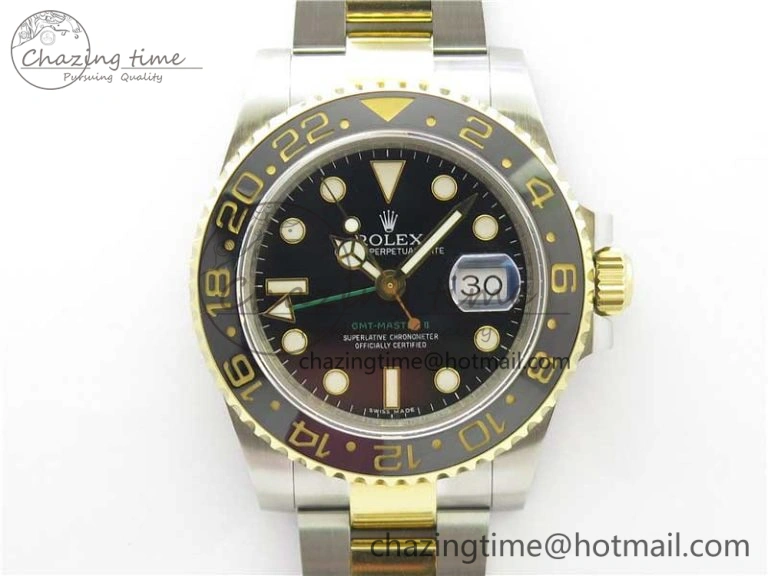 GMT-Master II 116713 LN YG Wrapped 904L Steel GMF 1:1 Best Edition A3186 (Correct Hand Stack)