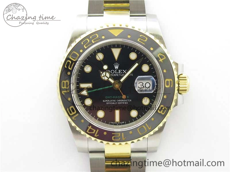 GMT-Master II 116713 LN YG Wrapped 904L Steel GMF 1:1 Best Edition A3186 (Correct Hand Stack)