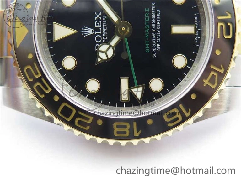 GMT-Master II 116713 LN YG Wrapped 904L Steel GMF 1:1 Best Edition A3186 (Correct Hand Stack)