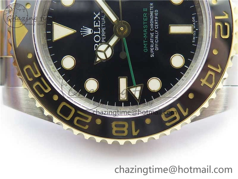 GMT-Master II 116713 LN YG Wrapped 904L Steel GMF 1:1 Best Edition A3186 (Correct Hand Stack)
