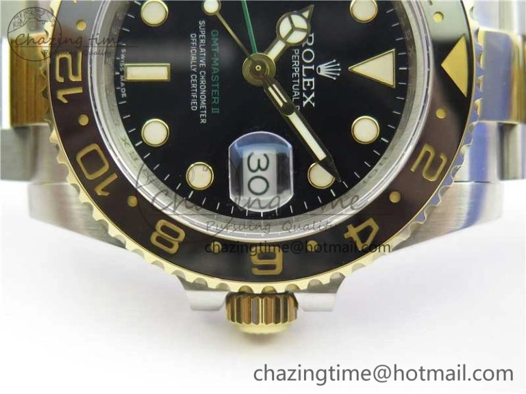 GMT-Master II 116713 LN YG Wrapped 904L Steel GMF 1:1 Best Edition A3186 (Correct Hand Stack)