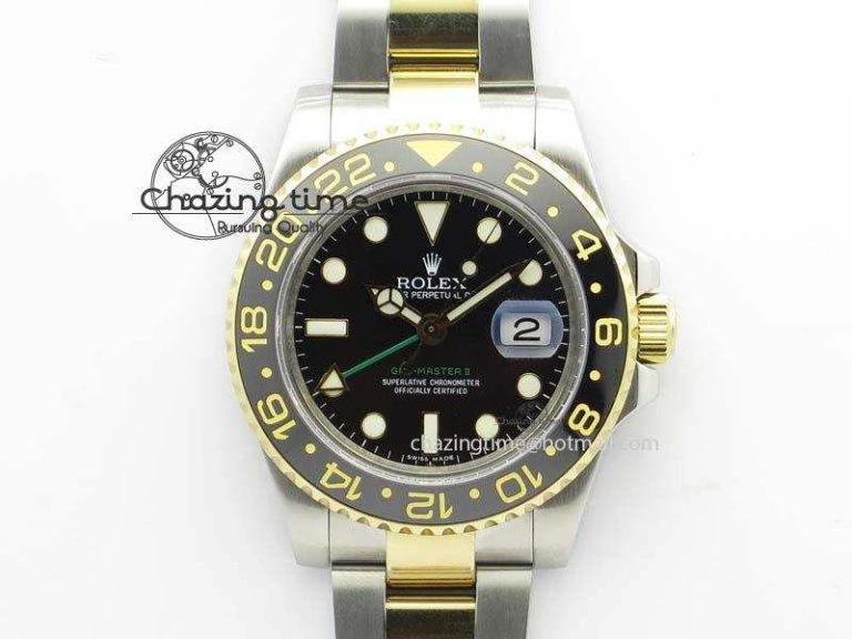 GMT-Master II 116713LN SS YG Bp-Maker Black Dial Ceramic Bezel On SS YG Bracelet A3186