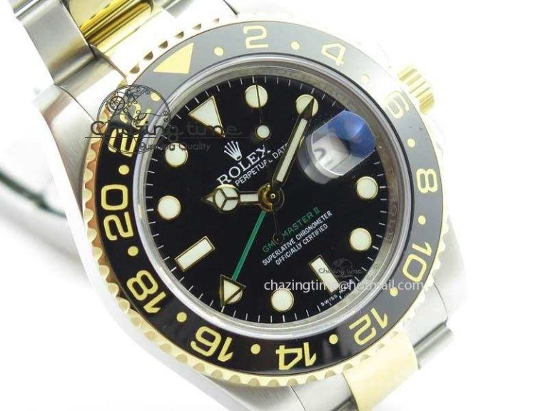 GMT-Master II 116713LN SS YG Bp-Maker Black Dial Ceramic Bezel On SS YG Bracelet A3186