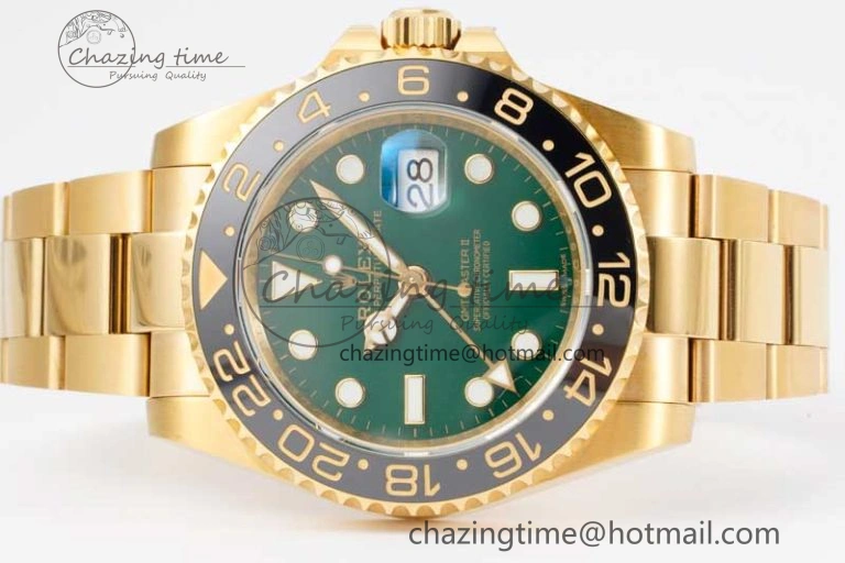 GMT Master II 116718 LN 904L SS APF 1:1 Best Edition Green Dial on YG Bracelet VR3186 CHS